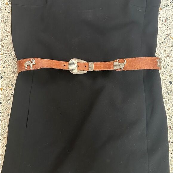 Canterbury Accessories - Canterbury brown leather western belt silver buckle 32 small s boho